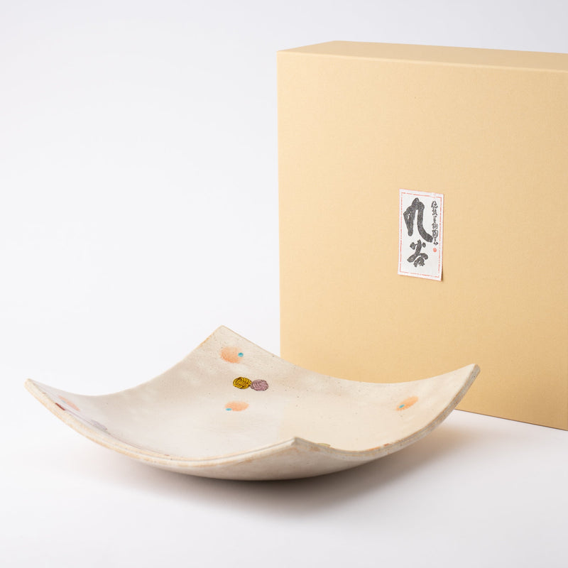 Kokuzou Kiln Mizuhiki Kutani Square Plate - MUSUBI KILN - Handmade Japanese Tableware and Japanese Dinnerware