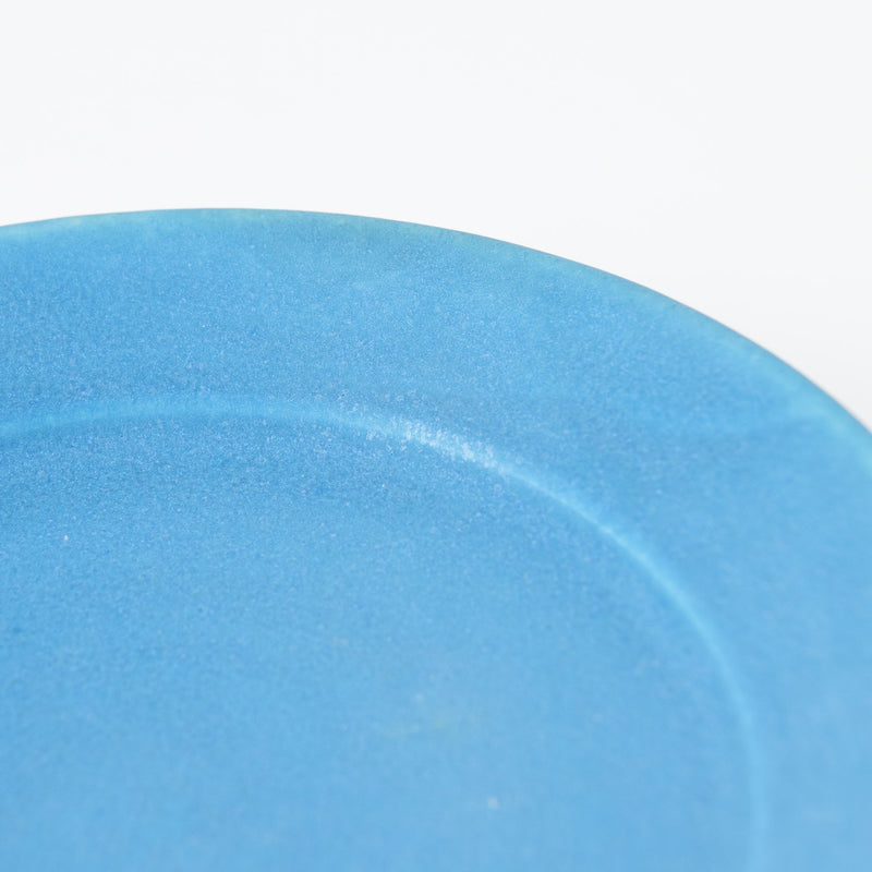 Kokuzou Kiln Turkish Blue Graze Kutani Round Plate - MUSUBI KILN - Handmade Japanese Tableware and Japanese Dinnerware