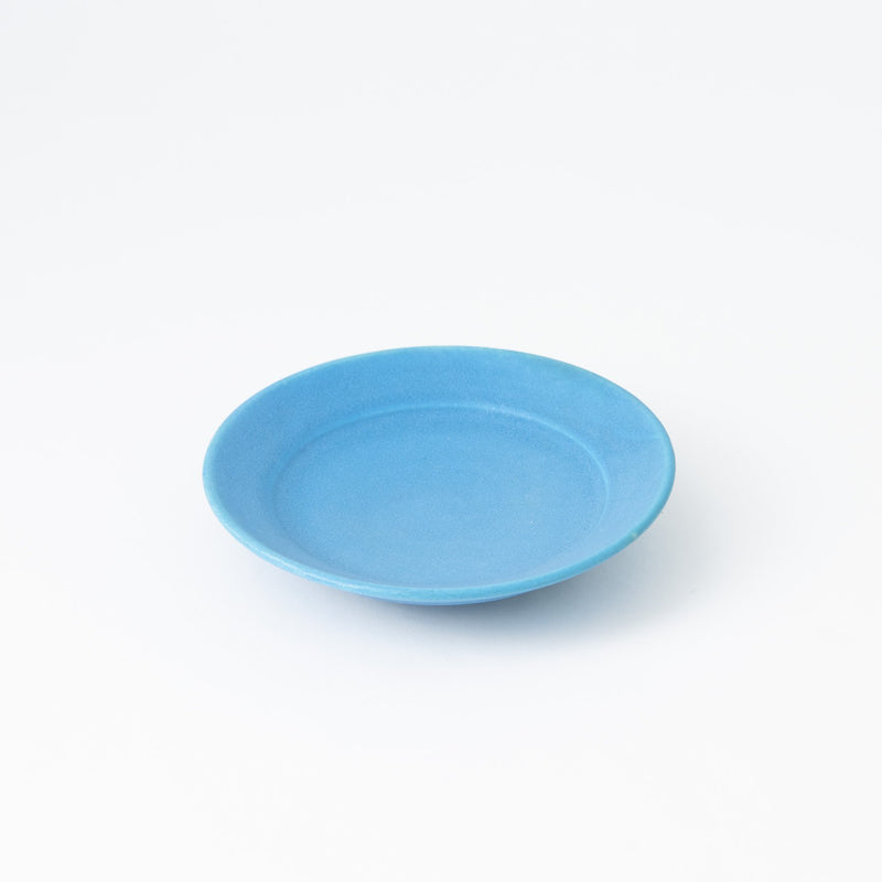 Kokuzou Kiln Turkish Blue Graze Kutani Round Plate - MUSUBI KILN - Handmade Japanese Tableware and Japanese Dinnerware
