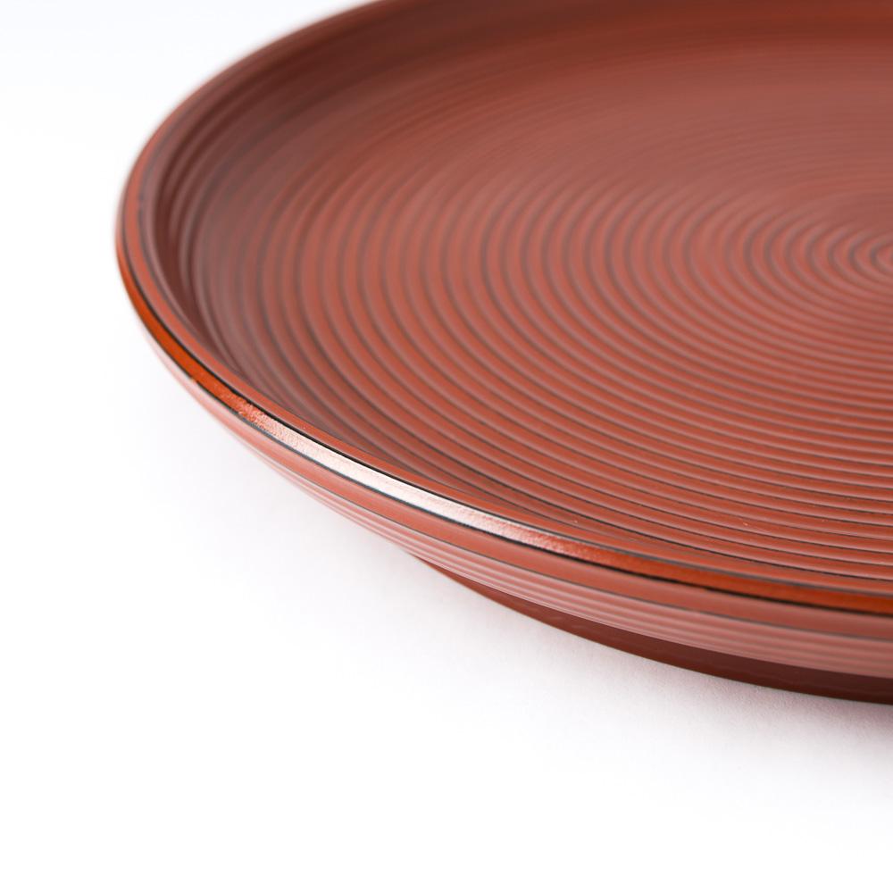 Konrai Stripe Round Shaped High Stand Yamanaka Lacquer Tray - MUSUBI KILN - Handmade Japanese Tableware and Japanese Dinnerware