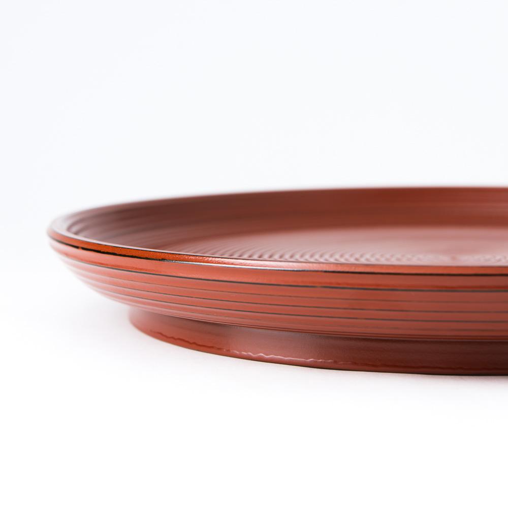 Konrai Stripe Round Shaped High Stand Yamanaka Lacquer Tray - MUSUBI KILN - Handmade Japanese Tableware and Japanese Dinnerware