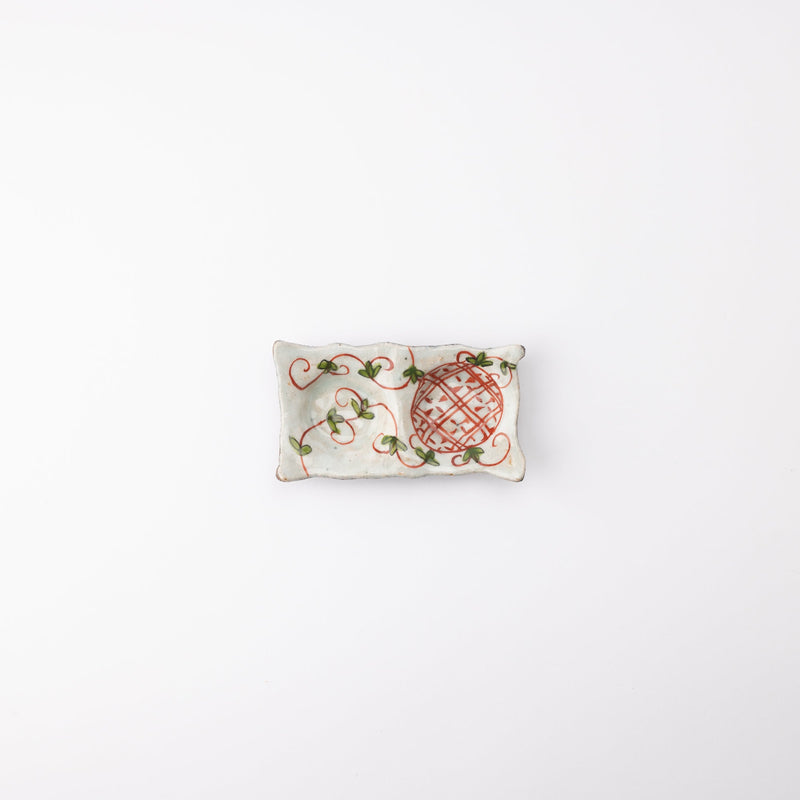 Kousai Kiln Arabesque Hasami Divided Sauce Plate - MUSUBI KILN - Quality Japanese Tableware and Gift