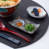 Kousai Kiln Camelia Hasami Divided Sauce Plate - MUSUBI KILN - Quality Japanese Tableware and Gift