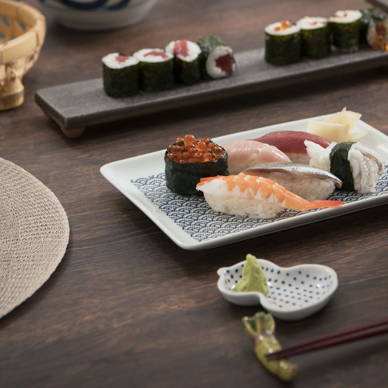 Kuvio Wave Hasami Japanese Rectangle Plate - MUSUBI KILN - Handmade Japanese Tableware and Japanese Dinnerware