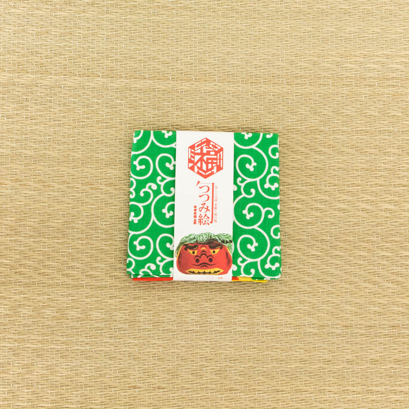 Lion dance and Thief Green Furoshiki Wrapping Cloth 19in - MUSUBI KILN - Handmade Japanese Tableware and Japanese Dinnerware