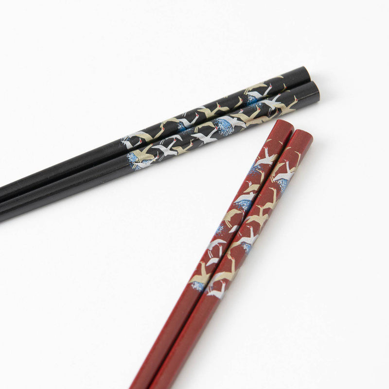 Lucky Crane Yamanaka Lacquer Pair Chopsticks - MUSUBI KILN - Handmade Japanese Tableware and Japanese Dinnerware