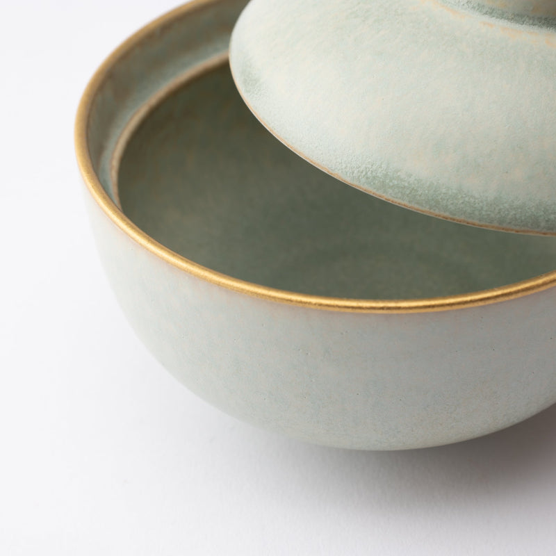 MERU Sui Gold Line Mino Ware Kobachi Bowl with lid - MUSUBI KILN - Handmade Japanese Tableware and Japanese Dinnerware