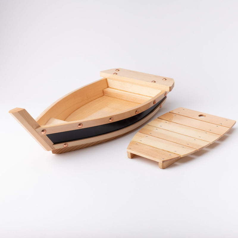 Miyabi Urushi Black Belt Kiso Woodwork Sushi Boat 19.7in - MUSUBI KILN - Handmade Japanese Tableware and Japanese Dinnerware