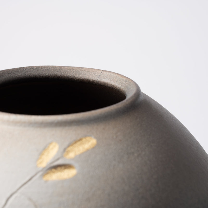 Moonlit Night Gold Shigaraki Ware Flower Vase - MUSUBI KILN - Handmade Japanese Tableware and Japanese Dinnerware