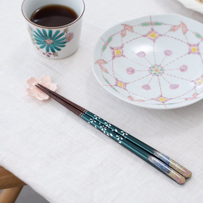 Mt.Fuji and Sakura Yamanaka Lacquer Pair Reusable Chopsticks 23cm/9in - MUSUBI KILN - Handmade Japanese Tableware and Japanese Dinnerware