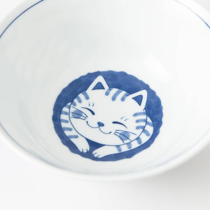 Neko Chigura Cat Mino Ware Ramen Donburi Bowl - MUSUBI KILN - Handmade Japanese Tableware and Japanese Dinnerware