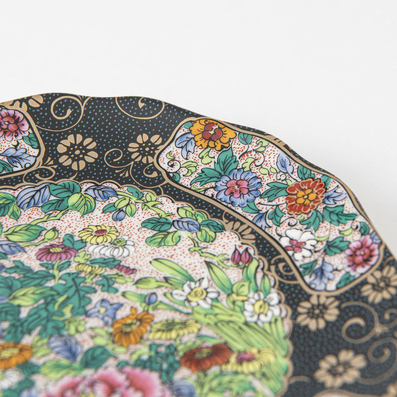 Nishiki-e Kutani Round Plate Set - MUSUBI KILN - Handmade Japanese Tableware and Japanese Dinnerware
