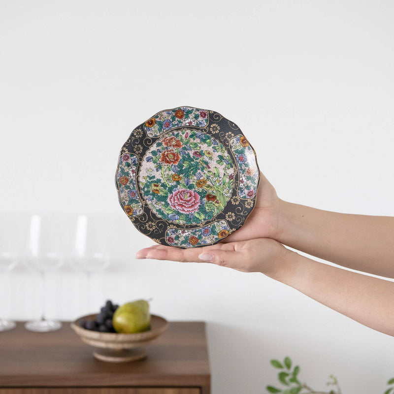 Nishiki-e Kutani Round Plate Set - MUSUBI KILN - Handmade Japanese Tableware and Japanese Dinnerware