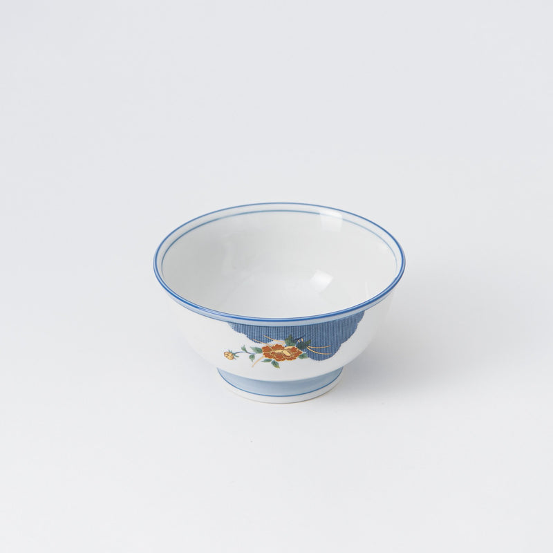 Nunome Peony Mino Ware Donburi Rice Bowl L - MUSUBI KILN - Handmade Japanese Tableware and Japanese Dinnerware
