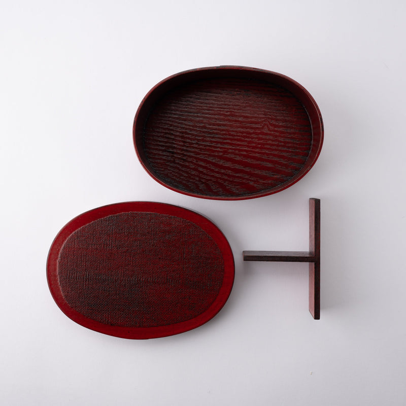 Nunome Yamanaka Lacquer Oval Bento Box - MUSUBI KILN - Handmade Japanese Tableware and Japanese Dinnerware