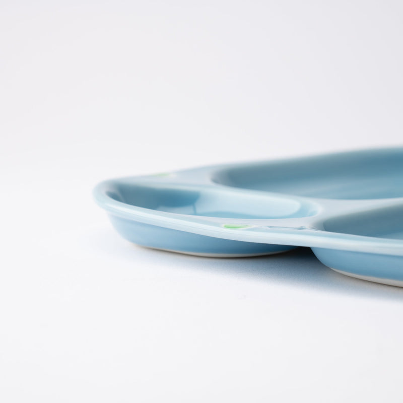 Oshin Kiln Blue Bear Hasami Children's Divided Plate - MUSUBI KILN - Quality Japanese Tableware and Gift