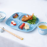 Oshin Kiln Blue Bear Hasami Children's Divided Plate - MUSUBI KILN - Quality Japanese Tableware and Gift