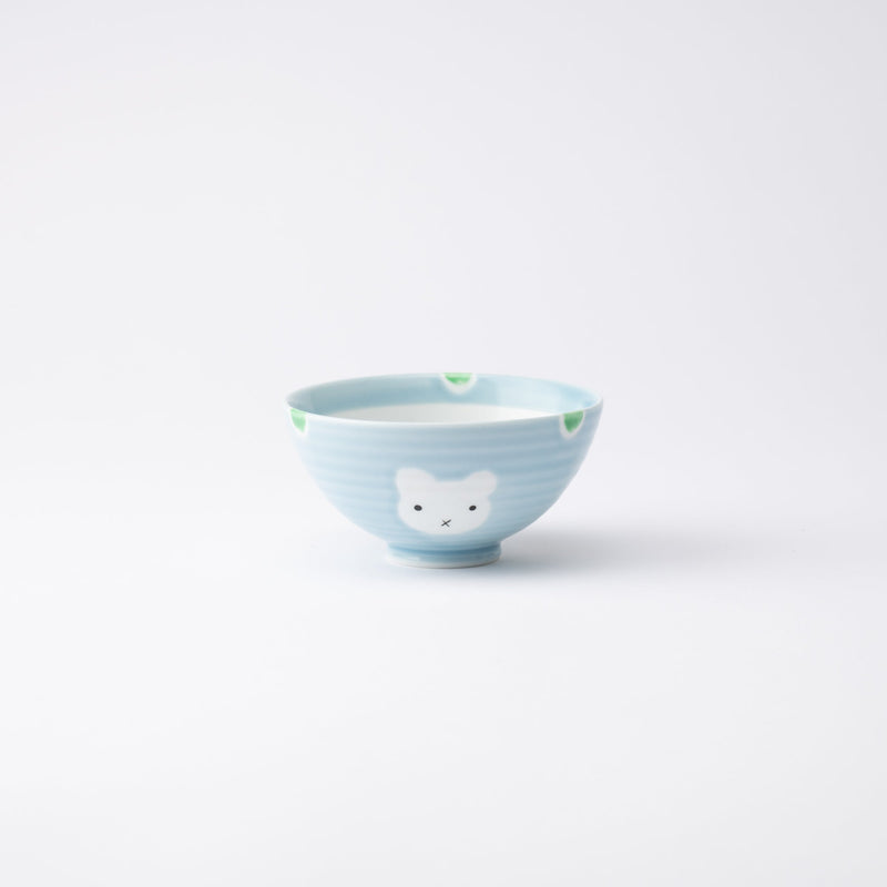 Oshin Kiln Blue Bear Hasami Children's Japanese Rice Bowl - MUSUBI KILN - Quality Japanese Tableware and Gift