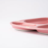 Oshin Kiln Pink Rabbit Hasami Children's Divided Plate - MUSUBI KILN - Quality Japanese Tableware and Gift