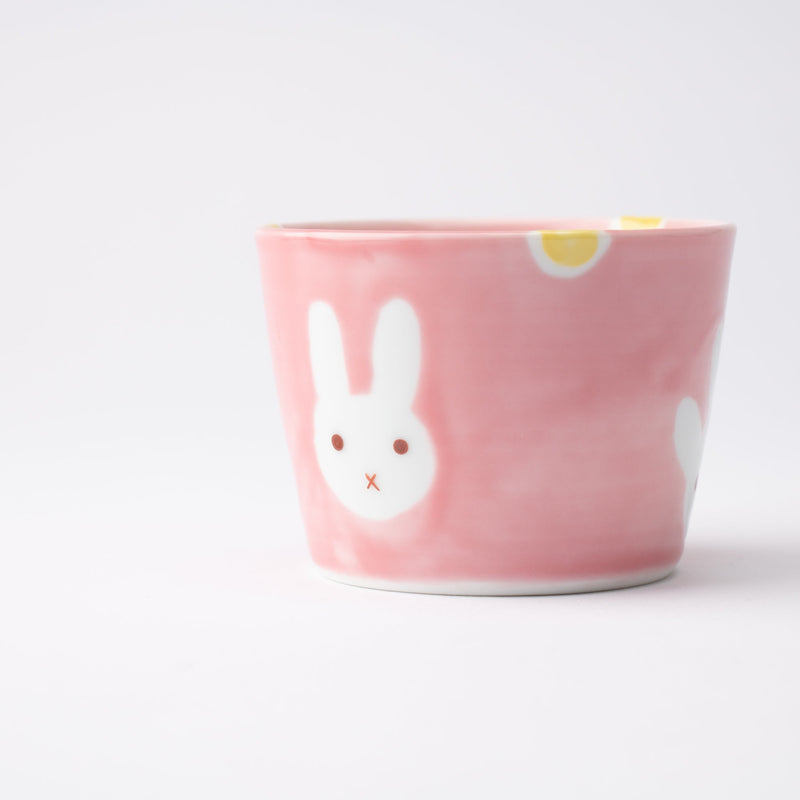 Oshin Kiln Pink Rabbit Hasami Children's Small Cup - MUSUBI KILN - Quality Japanese Tableware and Gift
