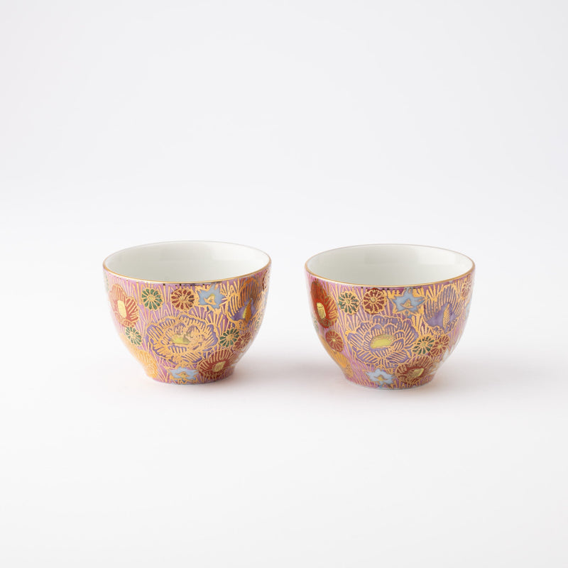Pink Hanazume Kutani Houhin Japanese Teapot Set with 2 Teacups - MUSUBI KILN - Quality Japanese Tableware and Gift