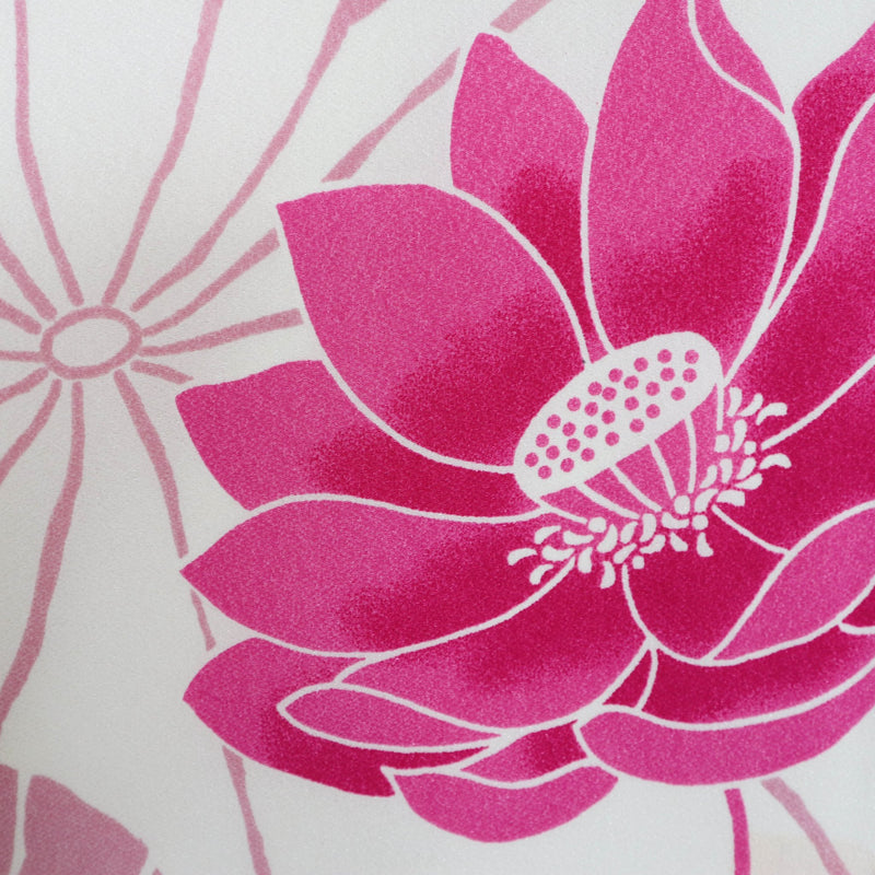 Pink Lotus Flower Rayon Chirimen Furoshiki Wrapping Cloth 28in - MUSUBI KILN - Handmade Japanese Tableware and Japanese Dinnerware