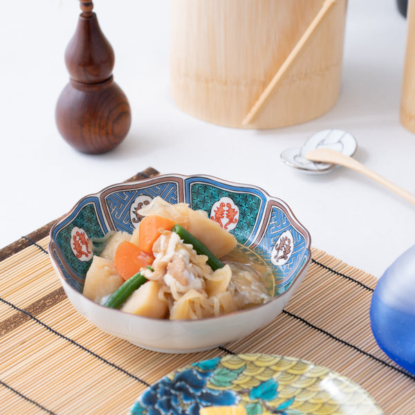 Plum and Birds Kutani Japanese Bowl - MUSUBI KILN - Handmade Japanese Tableware and Japanese Dinnerware