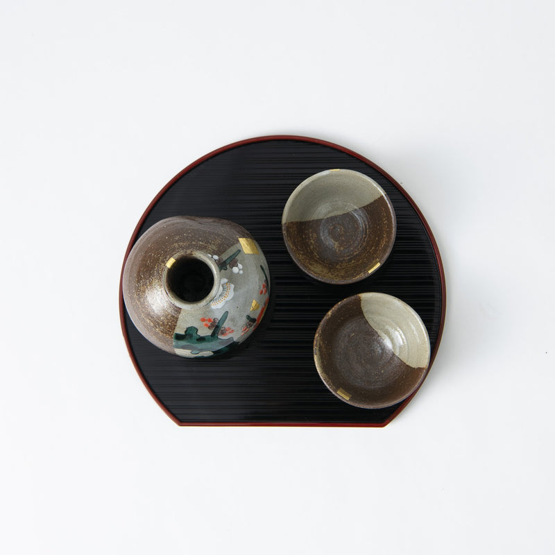 Plum with Gold Leaf Kutani Sake Set - MUSUBI KILN - Handmade Japanese Tableware and Japanese Dinnerware
