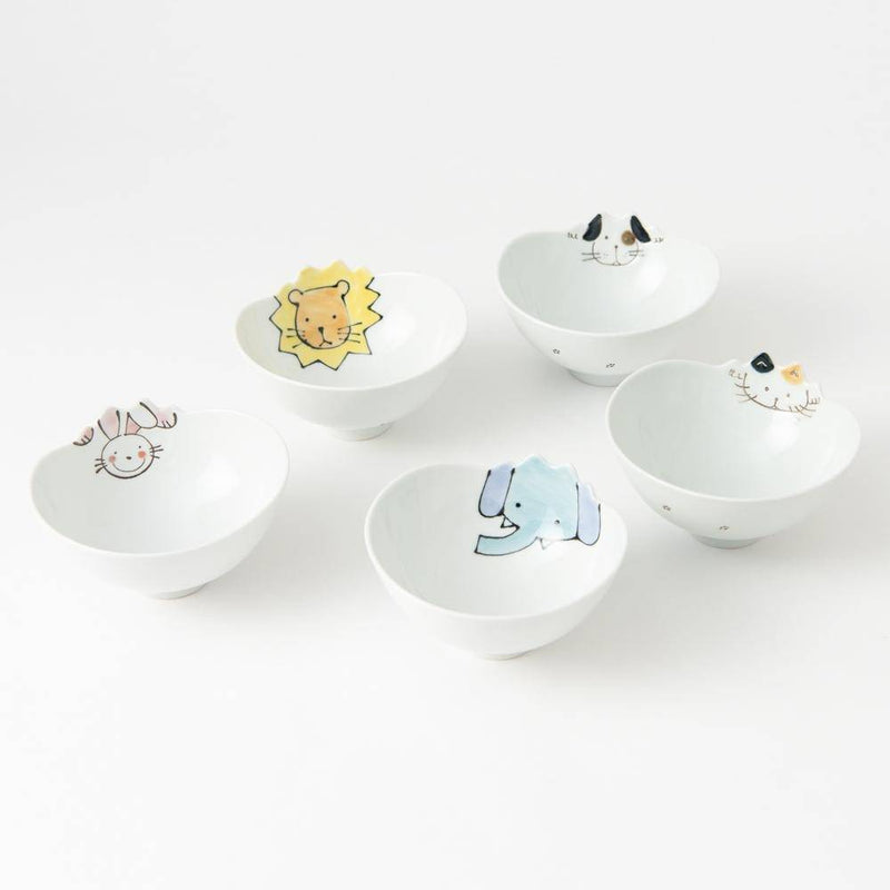 Rabbit Hasami Wave Rice Bowl - MUSUBI KILN - Handmade Japanese Tableware and Japanese Dinnerware
