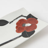 Red Camellia Kutani Rectangle Plate - MUSUBI KILN - Handmade Japanese Tableware and Japanese Dinnerware