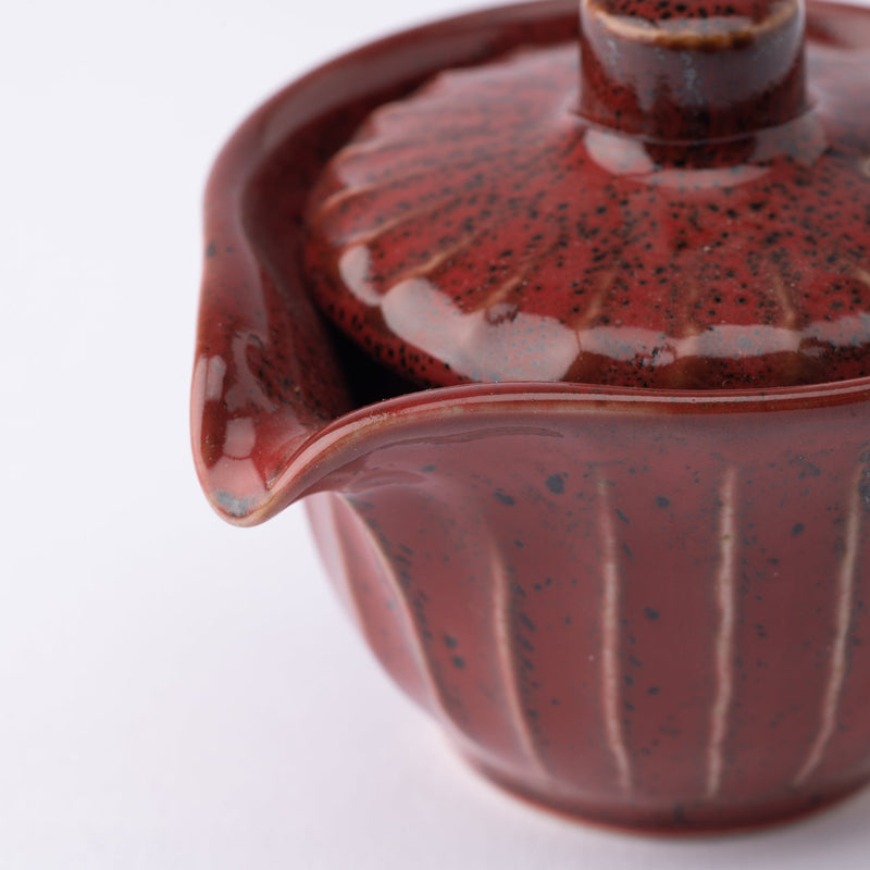 Red Glaze Mino Ware Sauce Container with Lid - MUSUBI KILN - Handmade Japanese Tableware and Japanese Dinnerware
