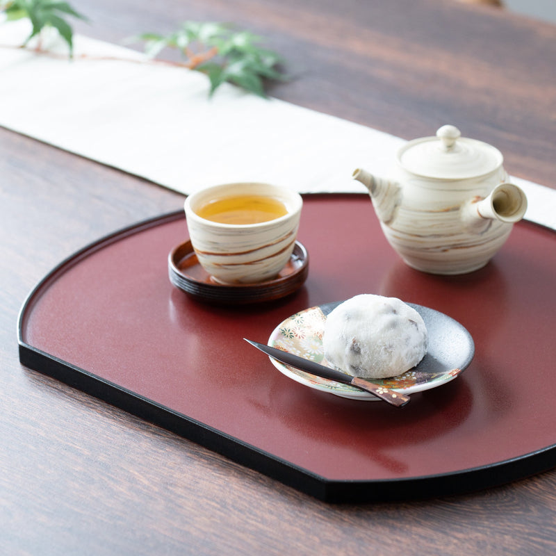 Reversible Half Moon Yamanaka Lacquer Tray - MUSUBI KILN - Handmade Japanese Tableware and Japanese Dinnerware