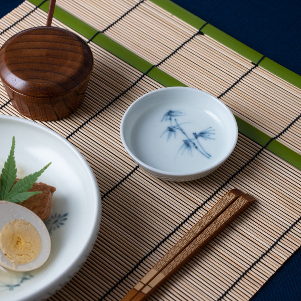 Ri Sanpei Bamboo Arita Sauce Plate - MUSUBI KILN - Handmade Japanese Tableware and Japanese Dinnerware