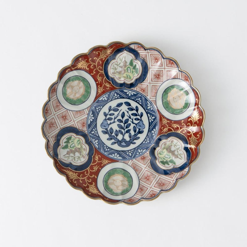 Rinkuro Kiln Old Imari Red Sansui Plate - MUSUBI KILN - Handmade Japanese Tableware and Japanese Dinnerware
