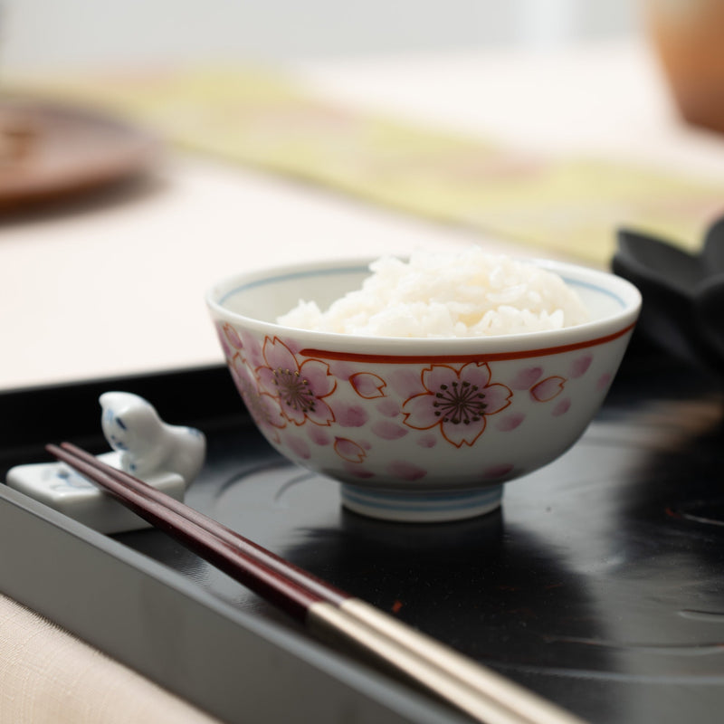 Sakura Kutani Japanese Rice Bowl Pair - MUSUBI KILN - Quality Japanese Tableware and Gift