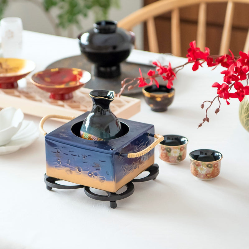 Seigado Indigo Blue Copper Sake Warmer - MUSUBI KILN - Handmade Japanese Tableware and Japanese Dinnerware