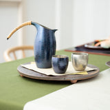 Seigado Tales of a Century Indigo Blue Chirori Tin Sake Carafe - MUSUBI KILN - Handmade Japanese Tableware and Japanese Dinnerware