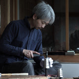 Seigado Tales of a Century Indigo Blue Guinomi Sake Cup - MUSUBI KILN - Handmade Japanese Tableware and Japanese Dinnerware