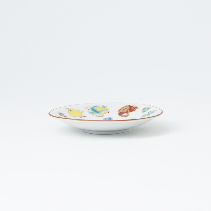 Seikou Kiln Auspicious Omen Kutani Sauce Plate - MUSUBI KILN - Handmade Japanese Tableware and Japanese Dinnerware