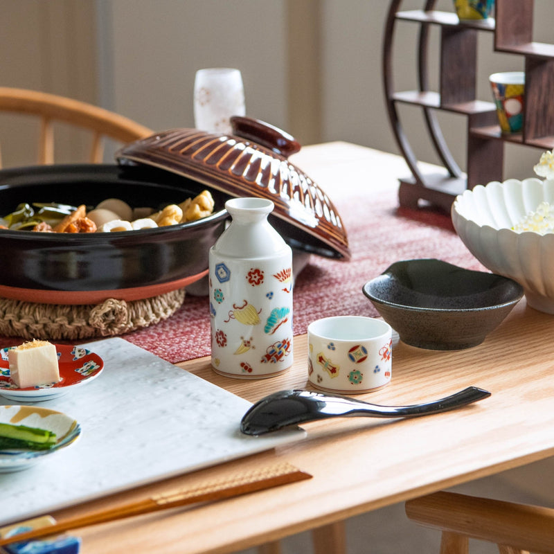 Seikou Kiln Auspicious Omens Kutani Sake Set - MUSUBI KILN - Handmade Japanese Tableware and Japanese Dinnerware