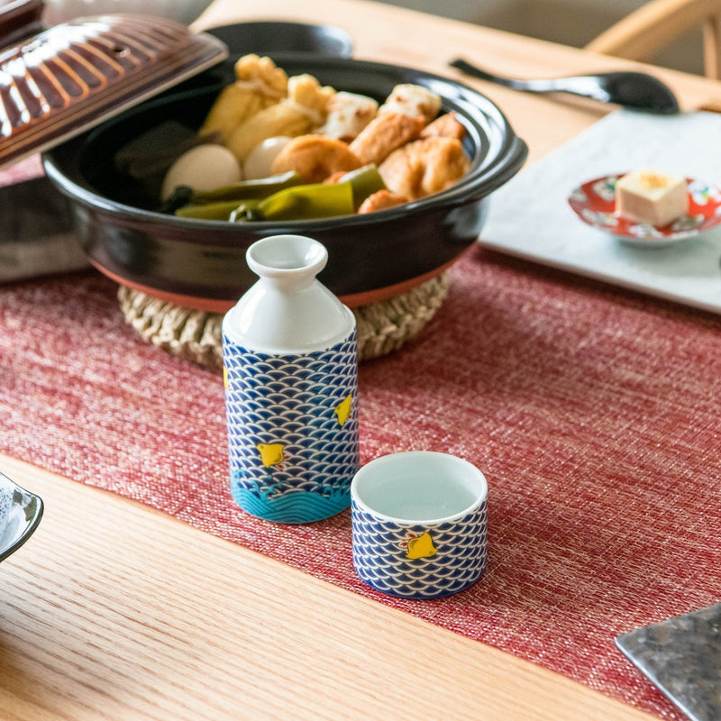 Seikou Kiln Chidori Kutani Sake Set - MUSUBI KILN - Handmade Japanese Tableware and Japanese Dinnerware