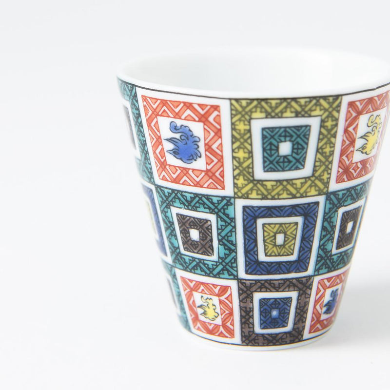 Seikou Kiln Color Tiles Kutani Ochoko Sake Cup - MUSUBI KILN - Handmade Japanese Tableware and Japanese Dinnerware