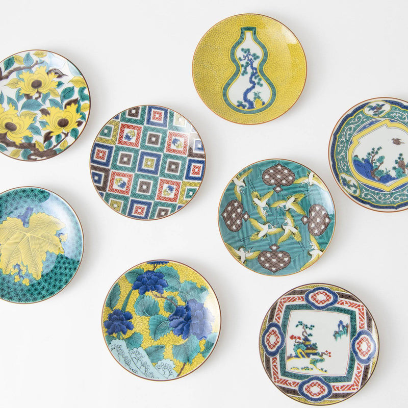 Seikou Kiln Color Tiles Kutani Round Plate - MUSUBI KILN - Handmade Japanese Tableware and Japanese Dinnerware