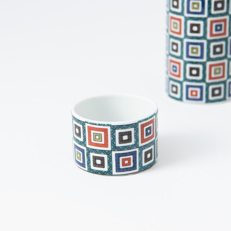 Seikou Kiln Color Tiles Kutani Sake Set - MUSUBI KILN - Handmade Japanese Tableware and Japanese Dinnerware