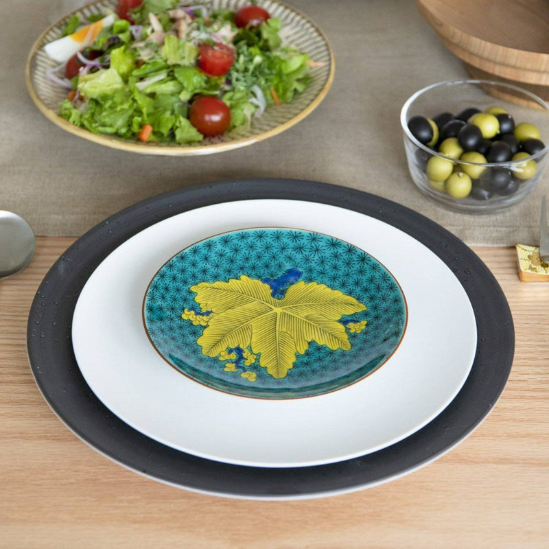 Seikou Kiln Foliage Kutani Round Plate - MUSUBI KILN - Handmade Japanese Tableware and Japanese Dinnerware