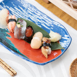 Seikou Kiln Hokusai Fuji Kutani Rectangle Plate - MUSUBI KILN - Handmade Japanese Tableware and Japanese Dinnerware