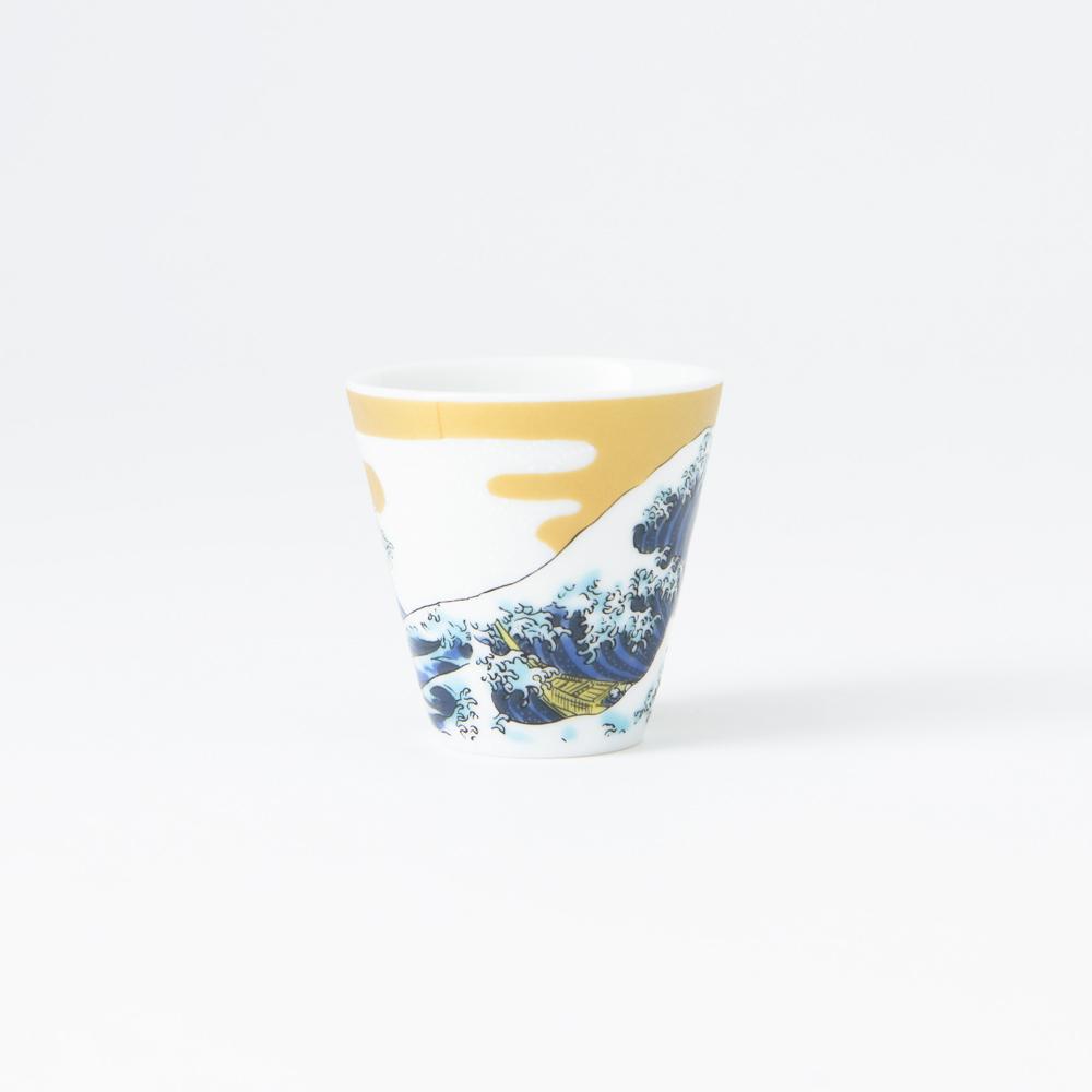 Seikou Kiln Hokusai Wave Kutani Ochoko Sake Cup - MUSUBI KILN - Handmade Japanese Tableware and Japanese Dinnerware