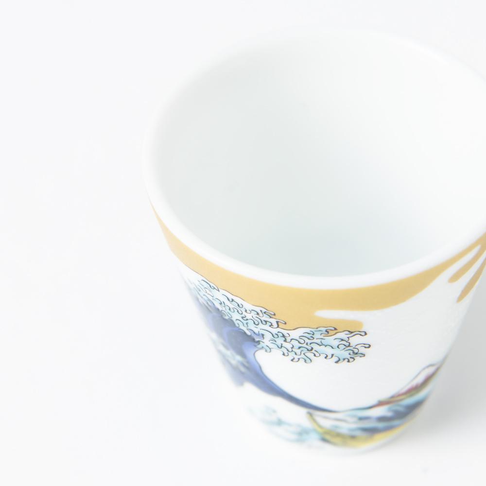 Seikou Kiln Hokusai Wave Kutani Ochoko Sake Cup - MUSUBI KILN - Handmade Japanese Tableware and Japanese Dinnerware