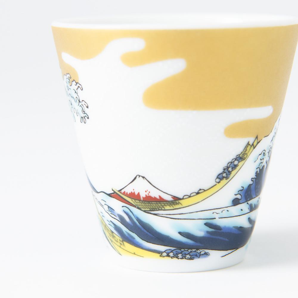 Seikou Kiln Hokusai Wave Kutani Ochoko Sake Cup - MUSUBI KILN - Handmade Japanese Tableware and Japanese Dinnerware