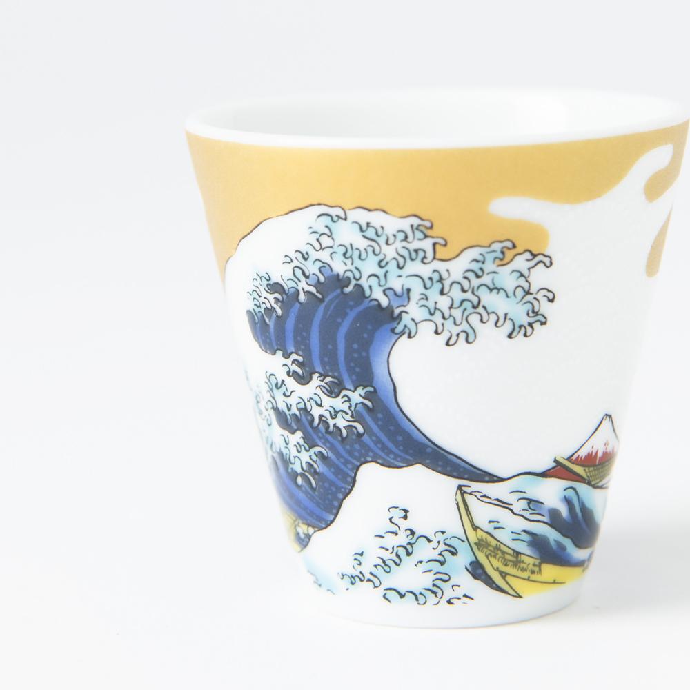 Seikou Kiln Hokusai Wave Kutani Ochoko Sake Cup - MUSUBI KILN - Handmade Japanese Tableware and Japanese Dinnerware